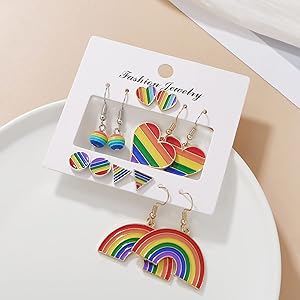 Amazon.com: SuoFrun 6 pairs LGBT Rainbow Flag Earring